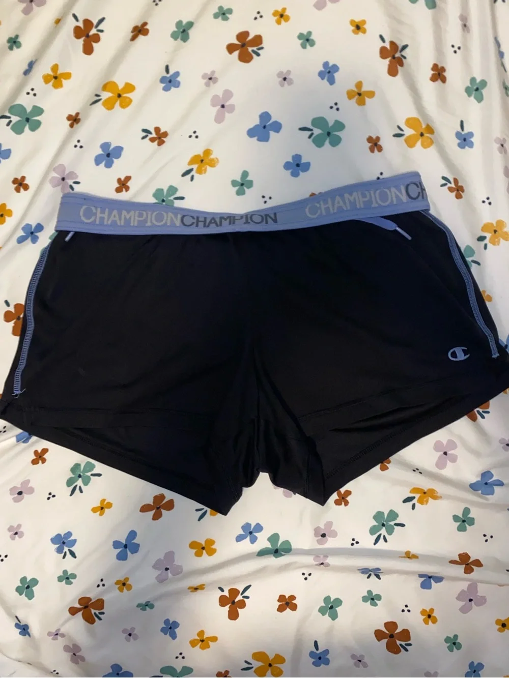 [FWP] Champion black athletic shorts with light purple / blue detailing